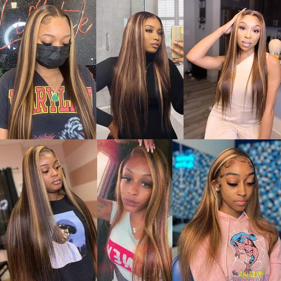 KESEN KESEN Ombre Straight Bundles Highlight Human Hair Weave Virgin Brown Straight Hair 4 Bundles 20202020 Inch Remy Human Hair Weaves P4/30 Human Hair Bundles Brown Straight Human Hair Extensions