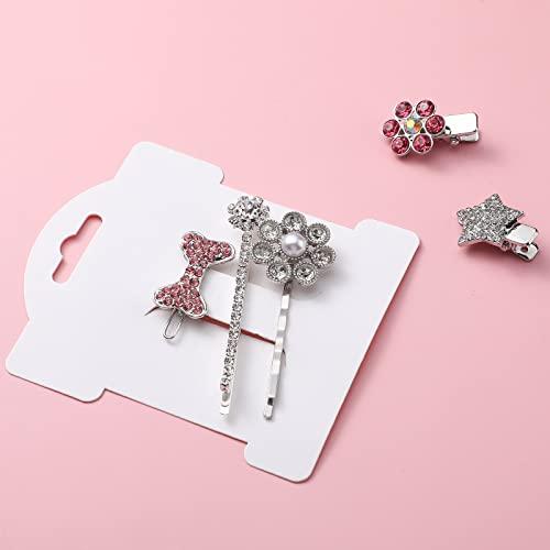 Junkin Junkin 100 Pcs Hair Clip Display Cards Headband Display Cards Hair Bow Holder Cards Rectangle White Cardboard Hair Barrettes Jewelry Display Holder for Hair Accessories Display and Organizing()