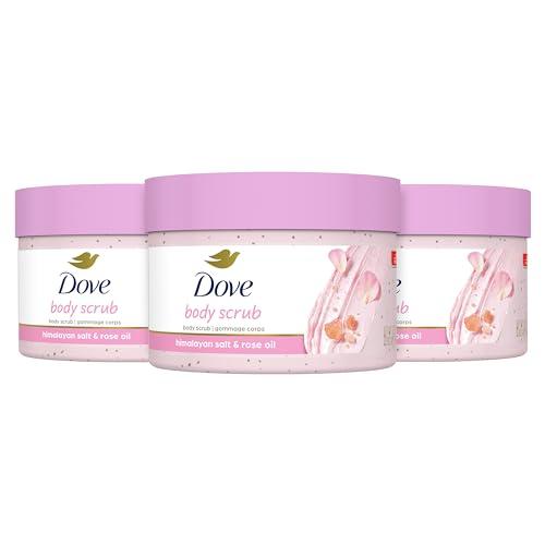 Dove Dove Body Scrub Himalayan Salt & Rose Oil 3 Count for Visibly Silky-Smooth, Nourished Skin, with Moisturizing Cream, 10.5 oz