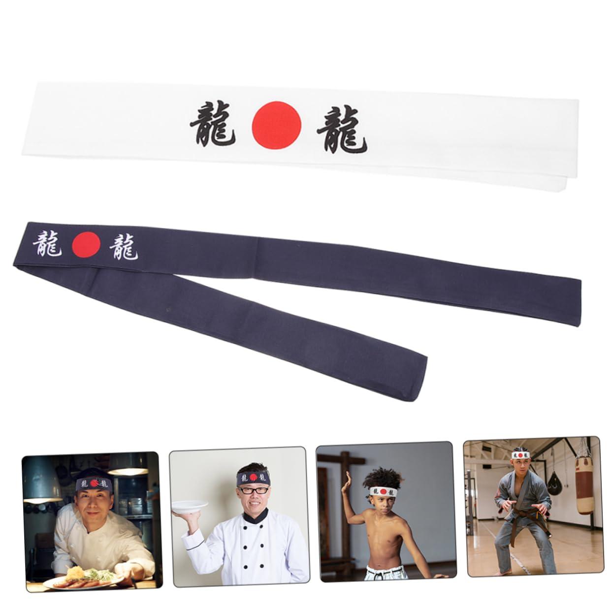 COLLBATH COLLBATH 2 Pcs Japanese Hair Band Bandanas Lightsaber Taekwondo Ninja Bands Sushi Chef Headband Head Band Japanese Headband for Samurai Japanese Karate Headband Samurai Headband Cotton
