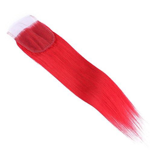 Tony beauty hair Tony Beauty Hair 9A Best Quality Brazilian Red Human Hair Weave Bundles 4Pcs with Top Closure Bright Red Virgin Hair Weft Extensions Straight with Lace Closure Piece 4x4 (24 26 28 30+24)