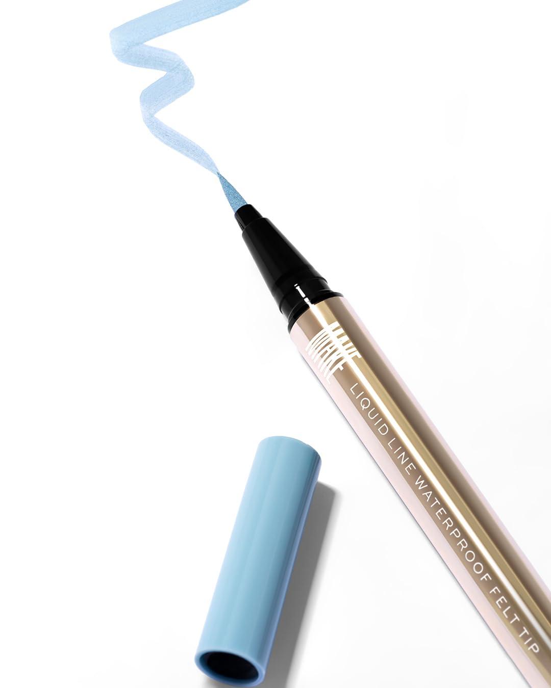 MAKE MAKE Beauty - Liquid Line Waterproof Felt Tip Eyeliner - Long Lasting Eyelid Color - 0.55mL (New Sky)
