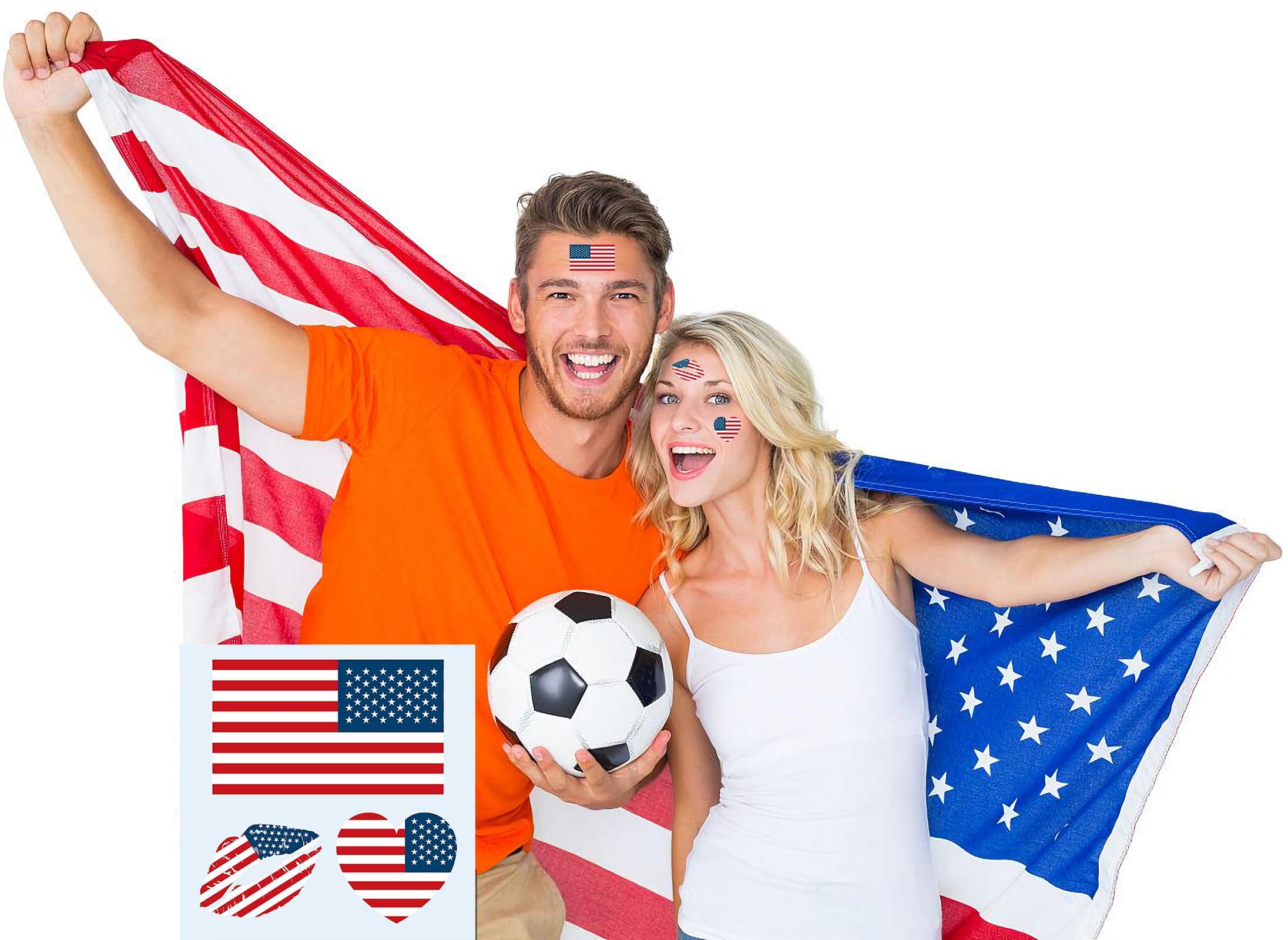 Y&C TENCOB Y&C TENCOB American Flag Tattoos,25 Sheets America USA Flag Temporary Face Tattoos Stickers,100 Pcs Waterproof Sweat National Flag Removable Fake Tattoos For Men Women Kids(America)