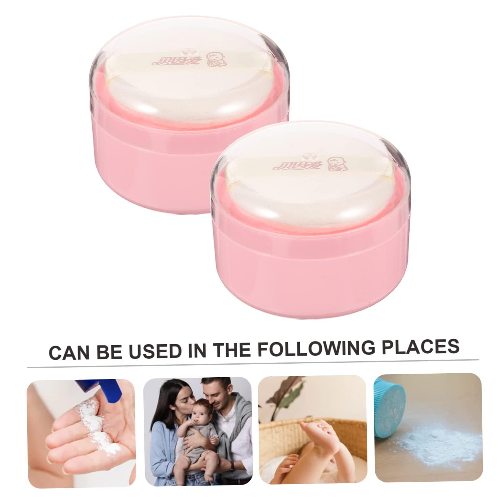 KOMBIUDA KOMBIUDA 2Pcs Loose Powder Puff Containers with Puffs Dusting Powder Boxes for Body Powder Travel-Friendly Cosmetic Puff for Home -go Use