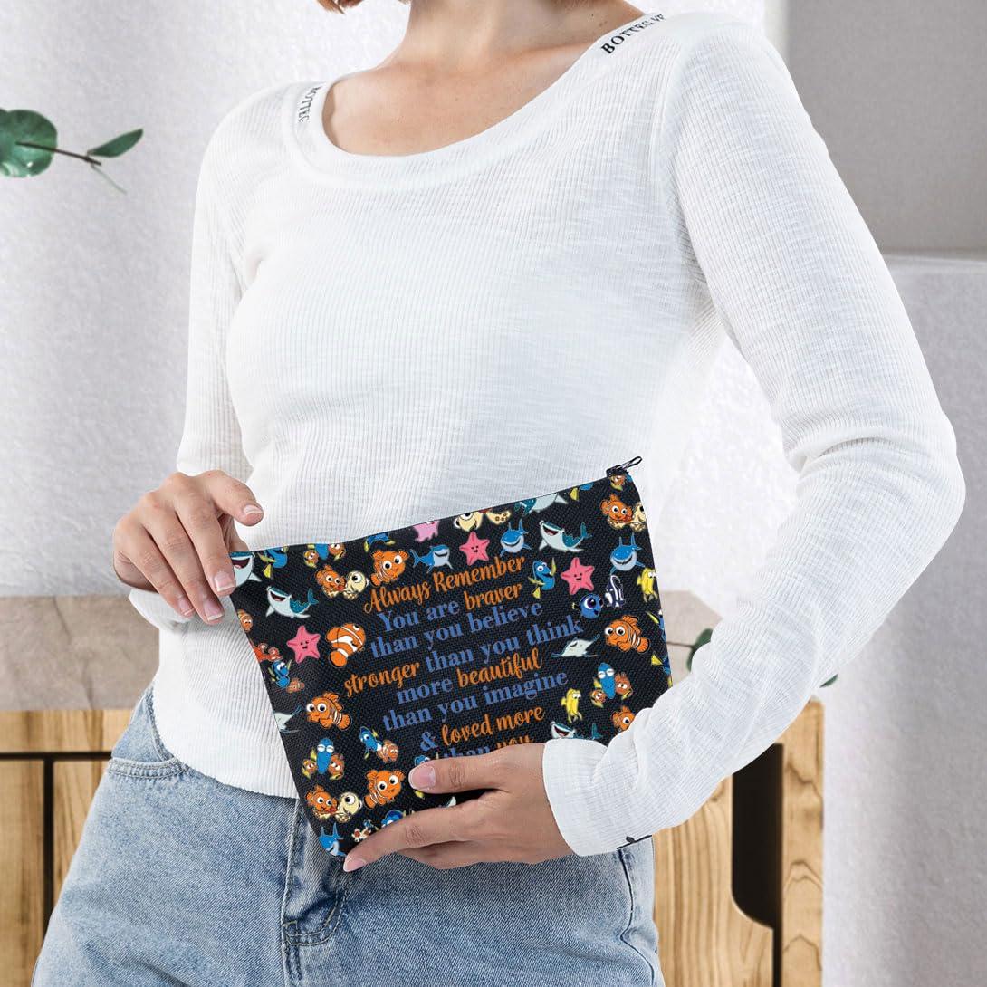 WZMPA WZMPA Nemo Cosmetic Bag Bruce & Marlin & Crush & Dory & Fans Gift You Are Braver Stronger Beautiful Than You Know Nemo Makeup Zipper Pouch Bag Dory Merch (Nemo-BL)