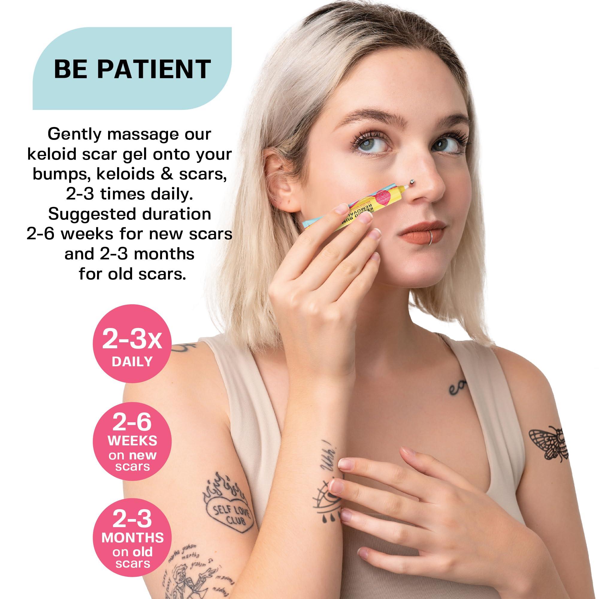 BASE LABORATORIES BASE LABORATORIES Keloid Bump Removal Gel | Natural Piercing Bump Treatment & Keloid Scar Gel | Keloid Scar Removal for all Scars, Keloids & Piercing Bumps | Soothing Piercing Aftercare Gel | 2 oz