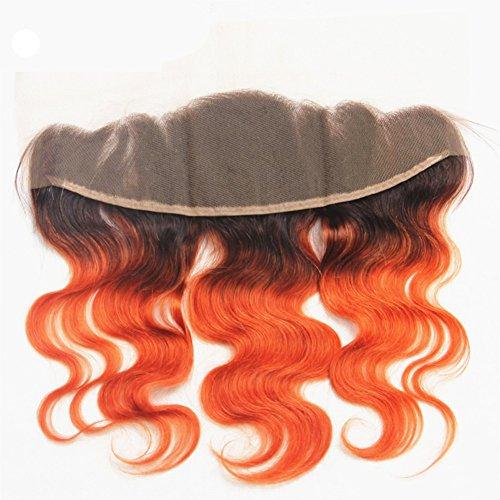 Ruma Hair Ruma Hair 8A Two Tone #1B/350 Orange Dark Root Ombre Brazilian Soft Virgin Human Hair Weave 3 Bundles With Body Wave Ear to Ear 13x4 Full Lace Frontal Closure Natural Hairline 4Pcs Lot (22+22 24 26)