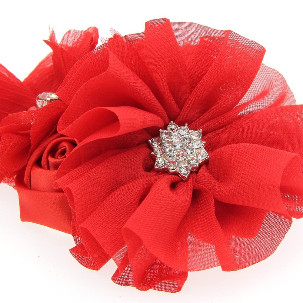 BBTDIN Red Flower Headband for Baby Girls Red Hair Band Bow Red Flower Bow Headwear SCRD01 (A1-Red)