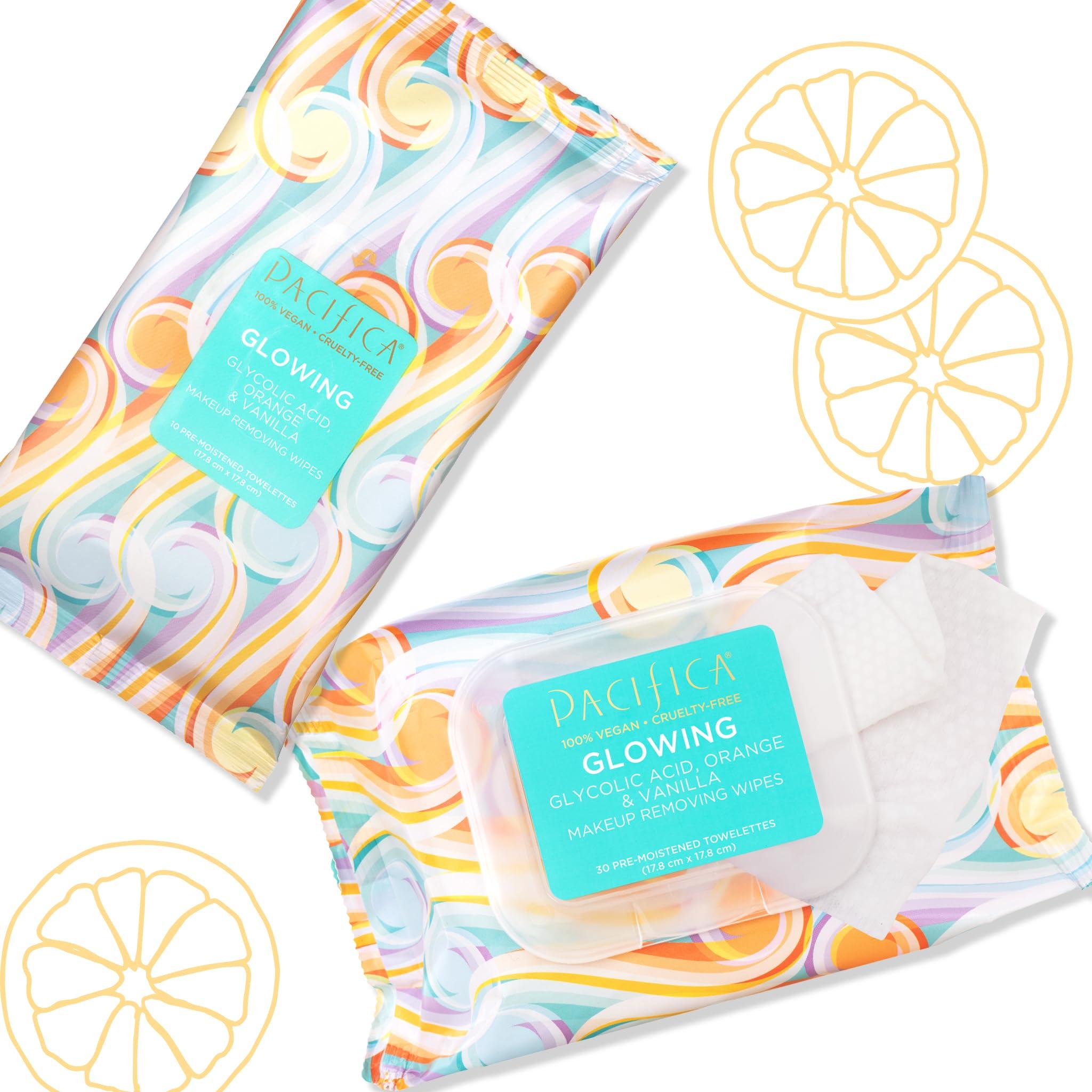 Pacifica Pacifica Makeup Remover Face Wipes - Disposable Daily Face Cleansing Towelettes Wipes -Biodegradable & Eco-Friendly - Organic- Clean Beauty Vegan & Cruelty-Free Dermatologist Tested 10 Count