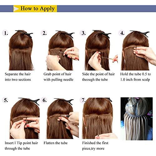 SEGO SEGO Pre Bonded I Tip Hair Extension Human Hair Keratin Stick Hair Extensions Cold Fusion for Women Smooth Straight 100 Strands/pack #60 Platinum Blonde 22 Inch 50g