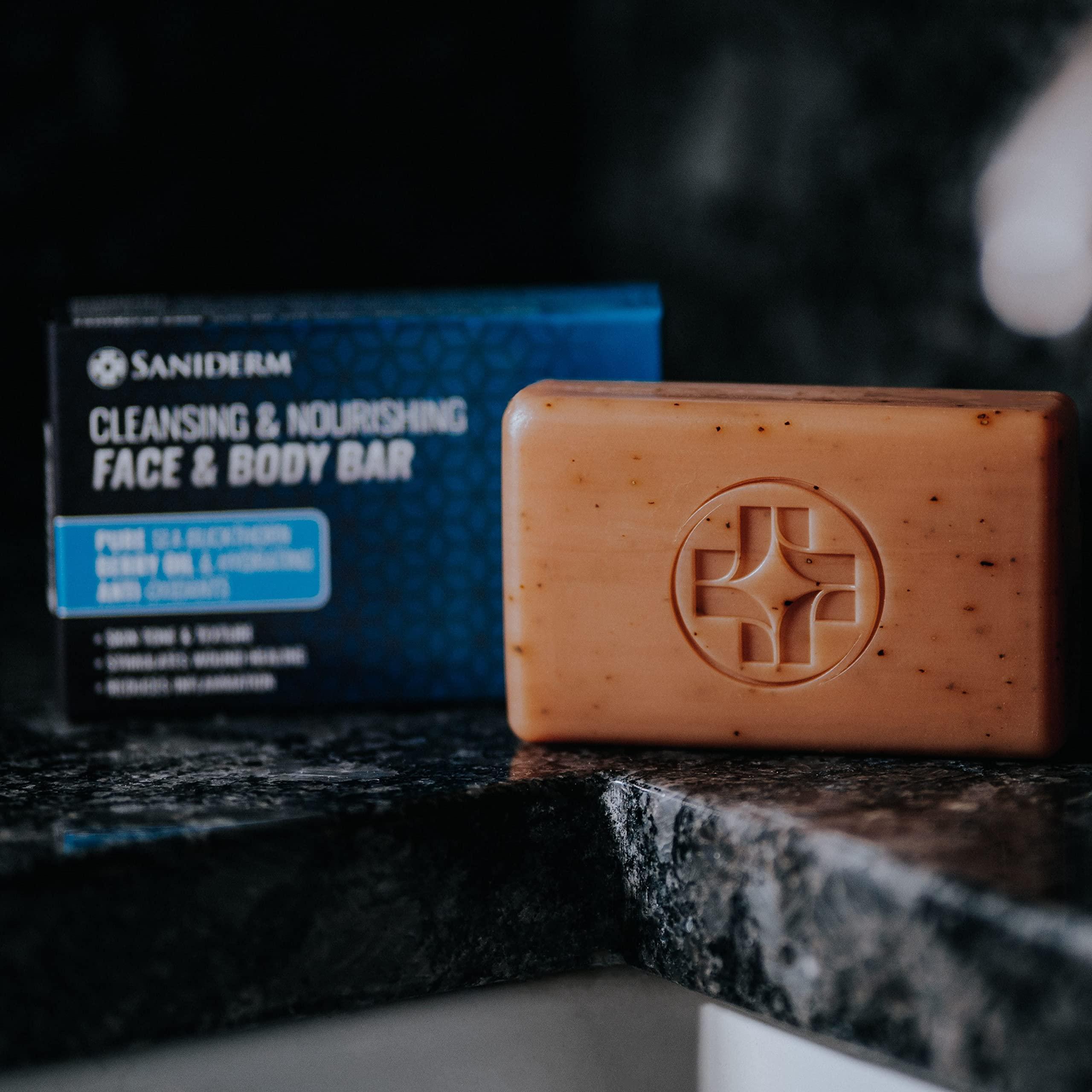 Saniderm Saniderm Face & Body Bar, Cleansing Soap with Citrus Scent (1 Bar) Hydrates and Heals Tattoos With Nourishing Sea Buckthorn Oil + Omega 7