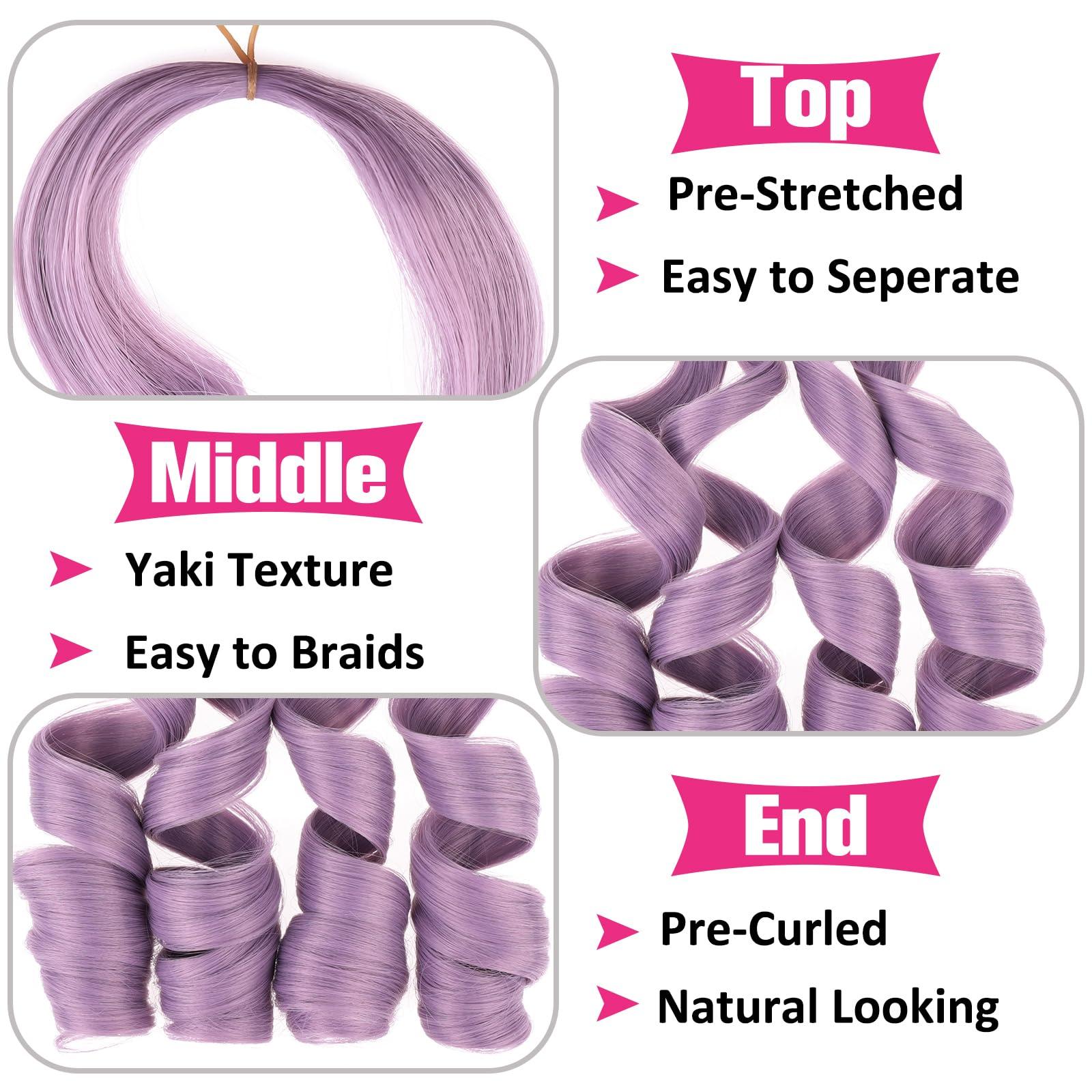 Union Beauty Unionbeauty French Curl Braiding Hair Light Purple 22 Inch French Curly Braiding Hair 2 Packs Body Wave Crochet Braids Yaki Pre Stretched for Goddess Box Braids Crochet Hair