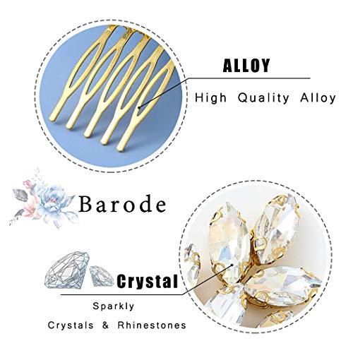 Barode Barode Bridal Wedding Hair Comb Gold Rhinestones Bride Headpieces Hair Accessories Jewelry for Women and Girls