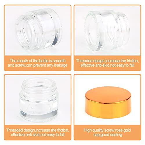 Wresty Wresty 10 Gram Glass Cosmetic Containers 19 Packs Round Sample Jars Cosmetic Cream Bottles Makeup Pots Container Vials (gold lids)