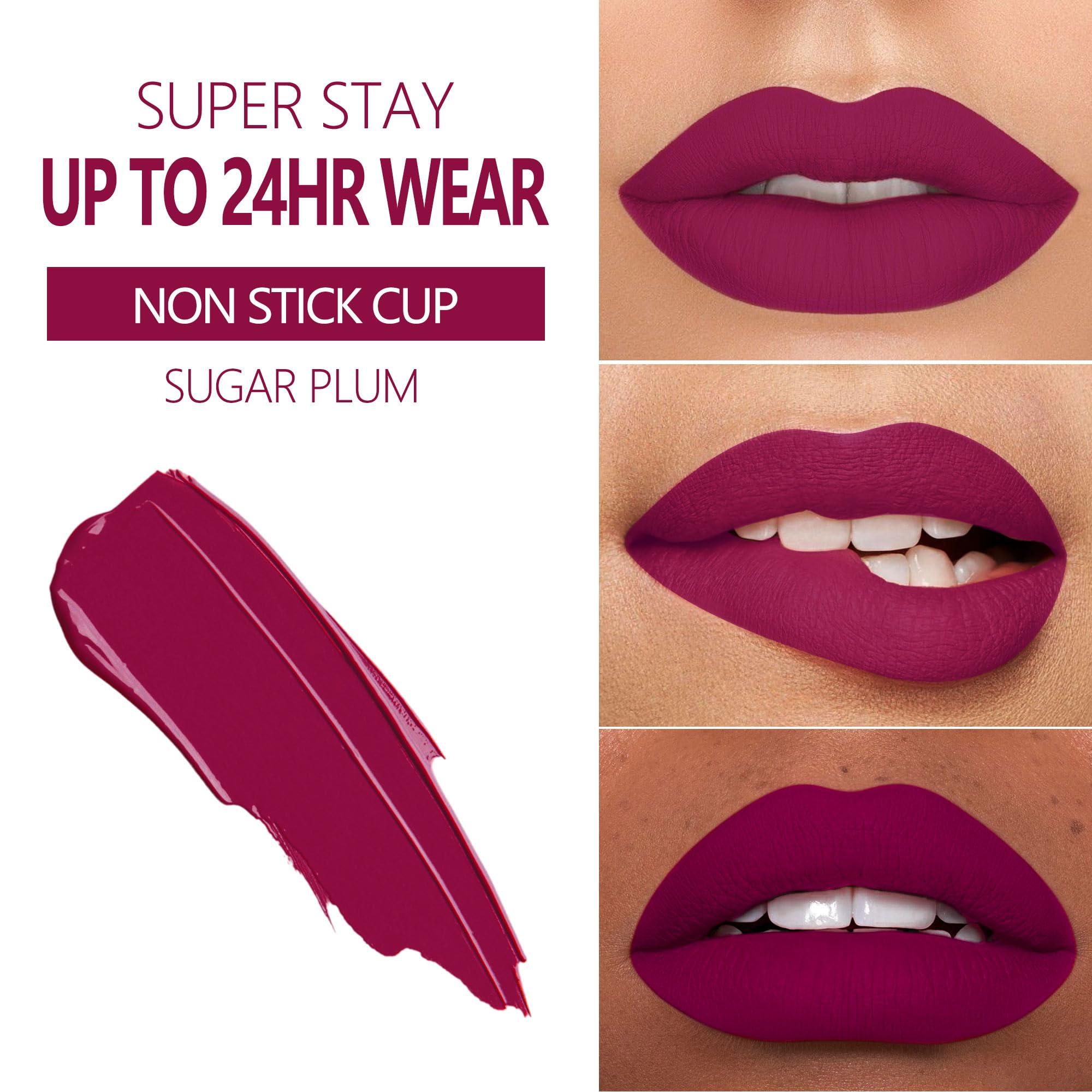 MAKI YIKA MAKI YIKA 3Pcs Matte Liquid Lipstick Set, Purple Plum Pink Lipstick Long Lasting Smudge Proof Non Transfer Lip Makeup (Purple+Plum+Pink)