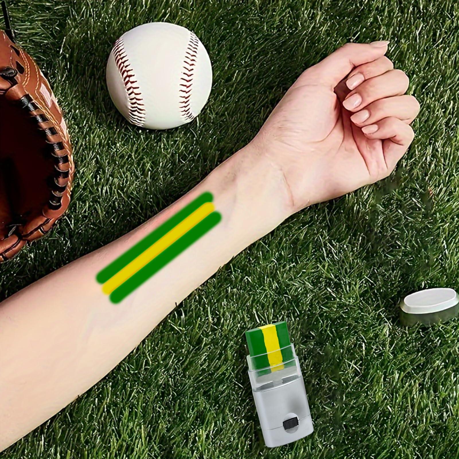 FINLALO Pride Face Paint , Face Paint Pens, Bright Patriotic Facial 3-Color Makeup Pen Waterproof and Sweat Resistant Long Lasting Color, Rainbow Face Paint Stick for All Sporting (Brazilian flag)