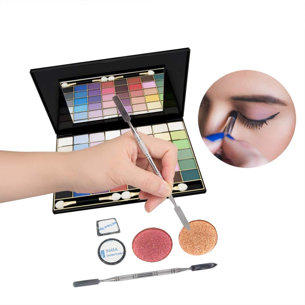 DanziX DanziX 70Pcs Metal Stickers for Eyeshadow Palette Set,Palette Empty Eyeshadow Makeup Palette + 2 Depotting Spatula (35Pcs Round + 35Pcs Square)