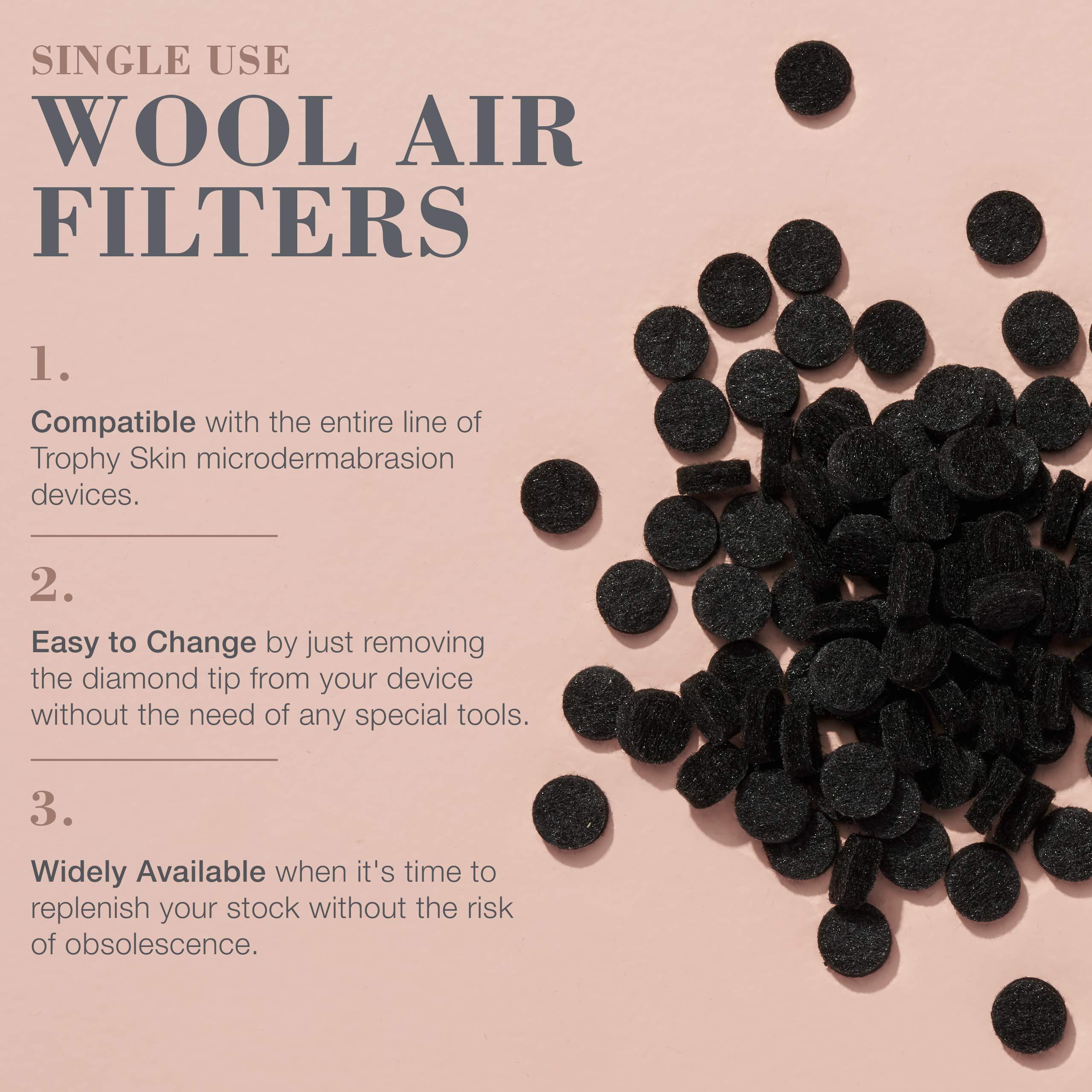 Trophy Skin Trophy Skin Replacement Filters - Round Wool Air Filters - fits Trophy Skin Microdermabrasion Kit - 100 pack