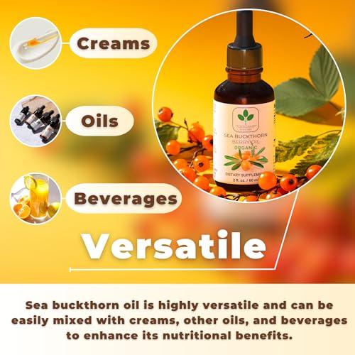 TODICAMP TODICAMP Sea Buckthorn Oil Organic - 2 fl oz Cold-Pressed Sea Buckthorn Berry Oil - Seabuckthorn Oil for Face and Organic Sea Buckthorn Oil Supplement