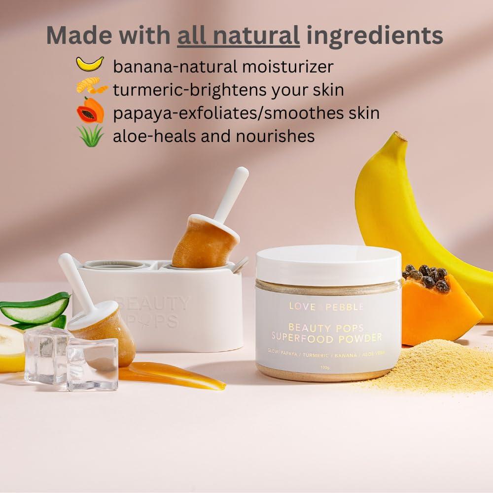 Love & Pebble Beauty Pops by Love & Pebble- Turmeric Mask Glow Enzyme Icy Facial Kit| Viral On TikTok| As seen on Shark Tank beauty | Korean Face Mask Skincare made with turmeric, aloe, banana, papaya