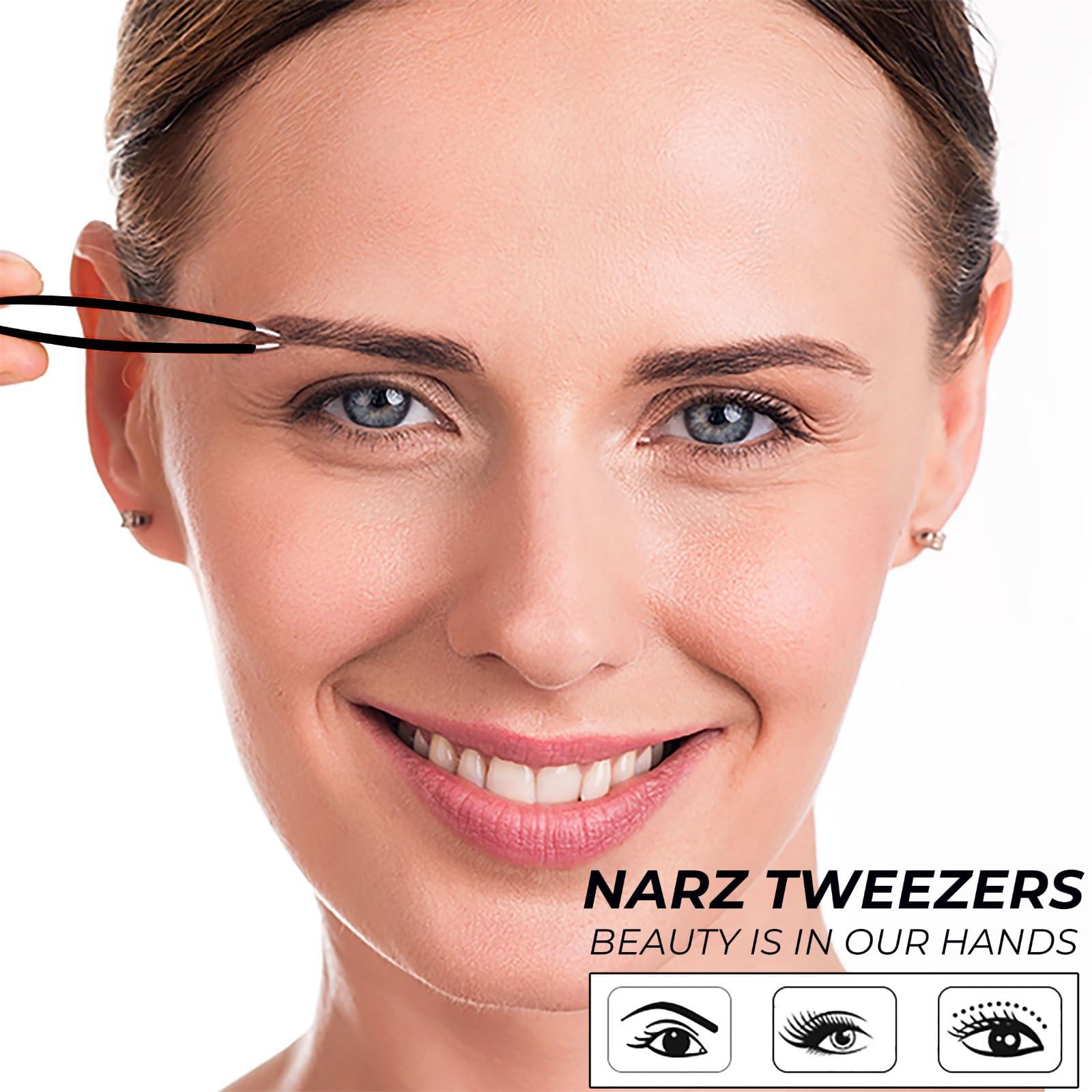 NARZ Professional Tweezer for Facial Hair Women & Men Stainless Steel Precision Tweezers for Ingrown Hair Tweezers for Men & Women (Deep Black)