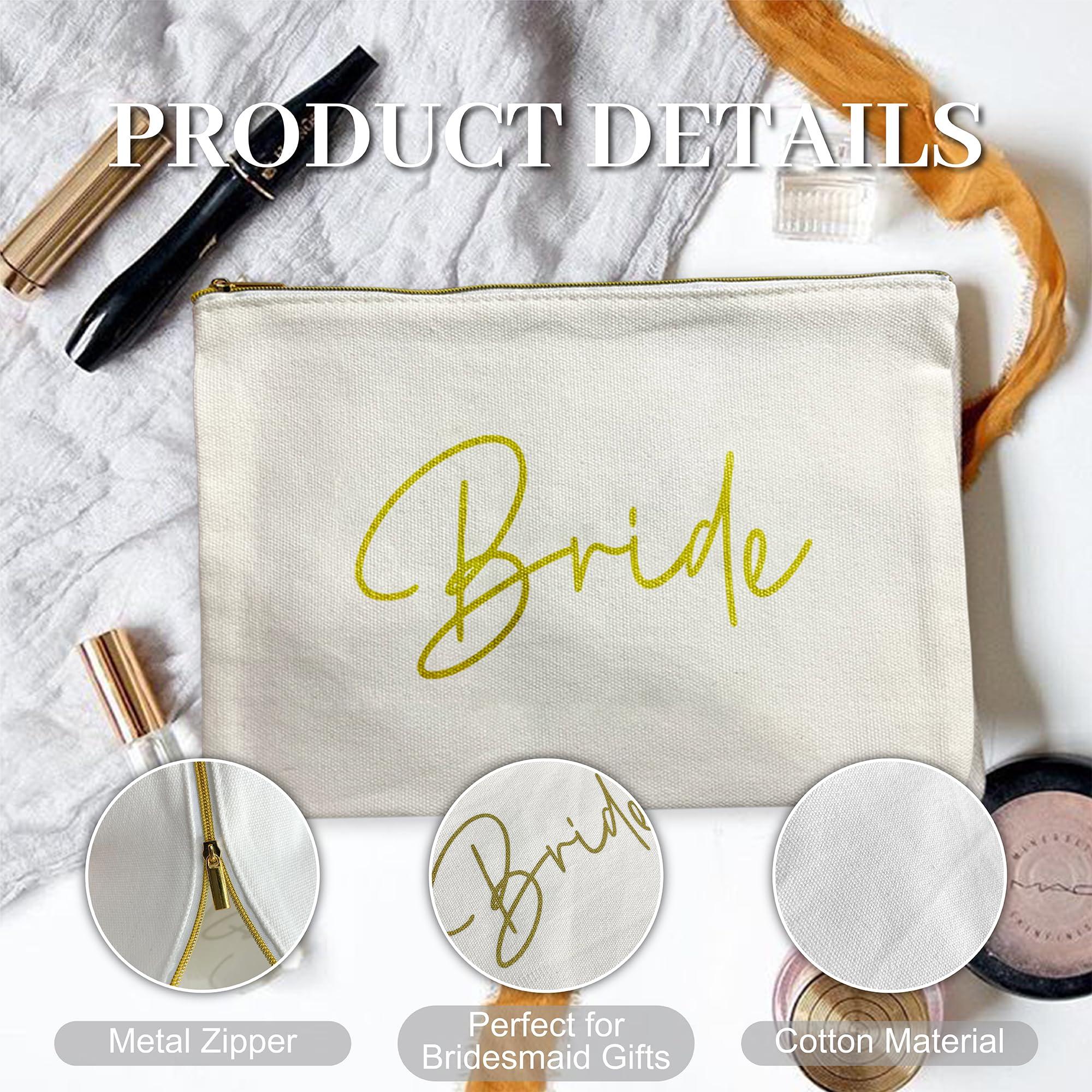 LADY&HOME LADY&HOME 6 Pcs Bridesmaid Makeup Bag Wedding Party Cosmetic Bag Bridesmaid Proposal Gifts for Bridal Shower,Wedding,Bachelorette (Turquoise Bridesmaid)