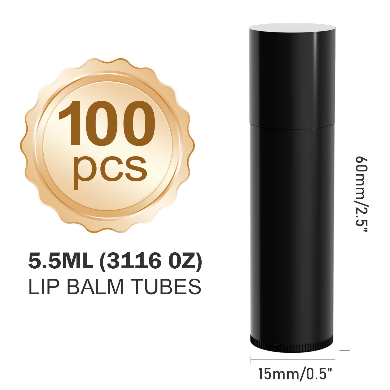 Youfuyi 100 black container round tube, empty of tube is BPA-free, professional filled tray scraper for DIY, homemade by, 0.15 oz (Black 100 lip balm tube empty tube)