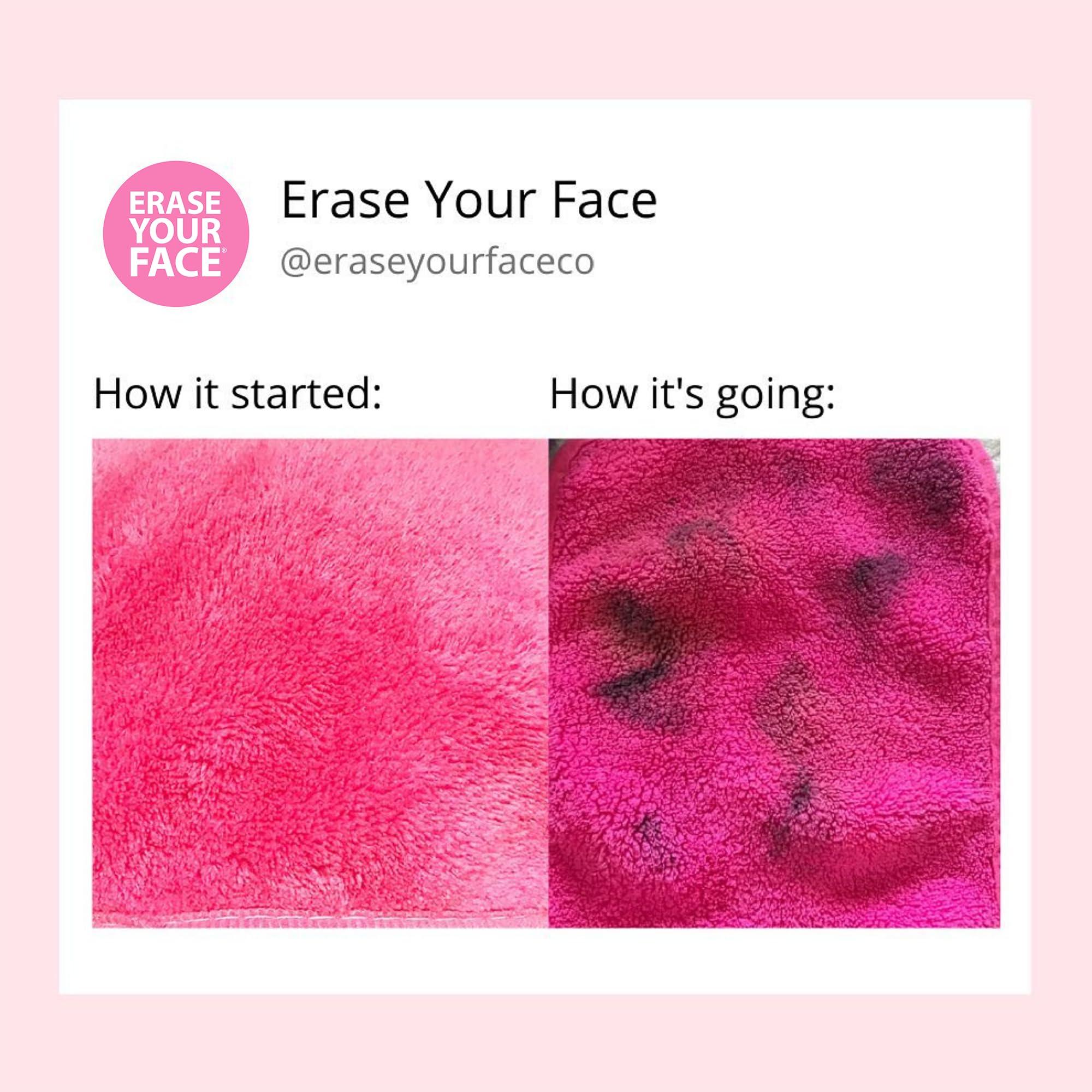 ERASE YOUR FACE ERASE YOUR FACE Makeup Remover Cloths - Reusable Microfiber Face Towels to Cleanse & Remove Makeup - Water Activated, Dual-Sided Design for Easy Use (4 Count)