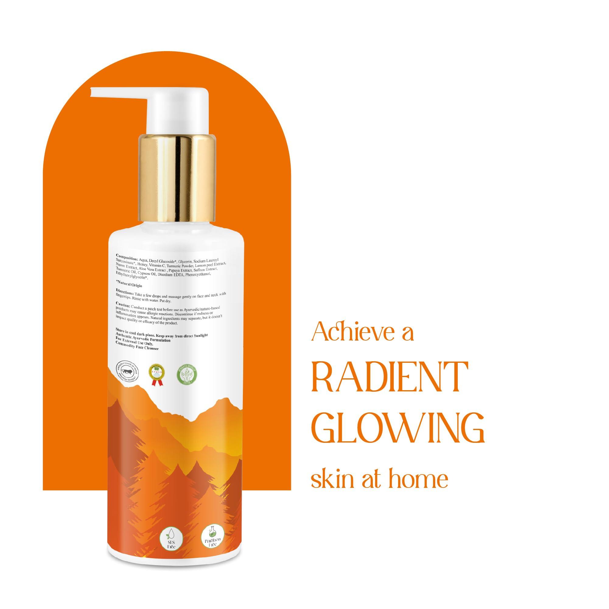 HIM AYURVEDA HIM AYURVEDA VITAMIN C FACE WASH ERICHED WITH LEMON, HONEY,PAPAYA,TURMERIC, ALOE VERA AND KASHMIRI SAFFRON - NO PARABENS, SULPHATE, SILICONES, 200ML