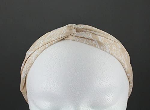 Wholesale Fashion HairClip Beige Turban Twist Stretch Headband Fabric 1.5\" Wide Turband Paisley Bandana Fashion hair Accessories for Women