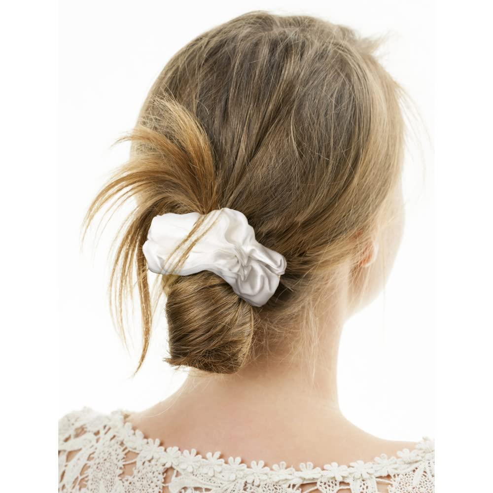 Silmer Silk Scrunchies for Hair 100% Mulberry Silk Hair Ties 3 Pack(Black, Navy Blue, Emerald)