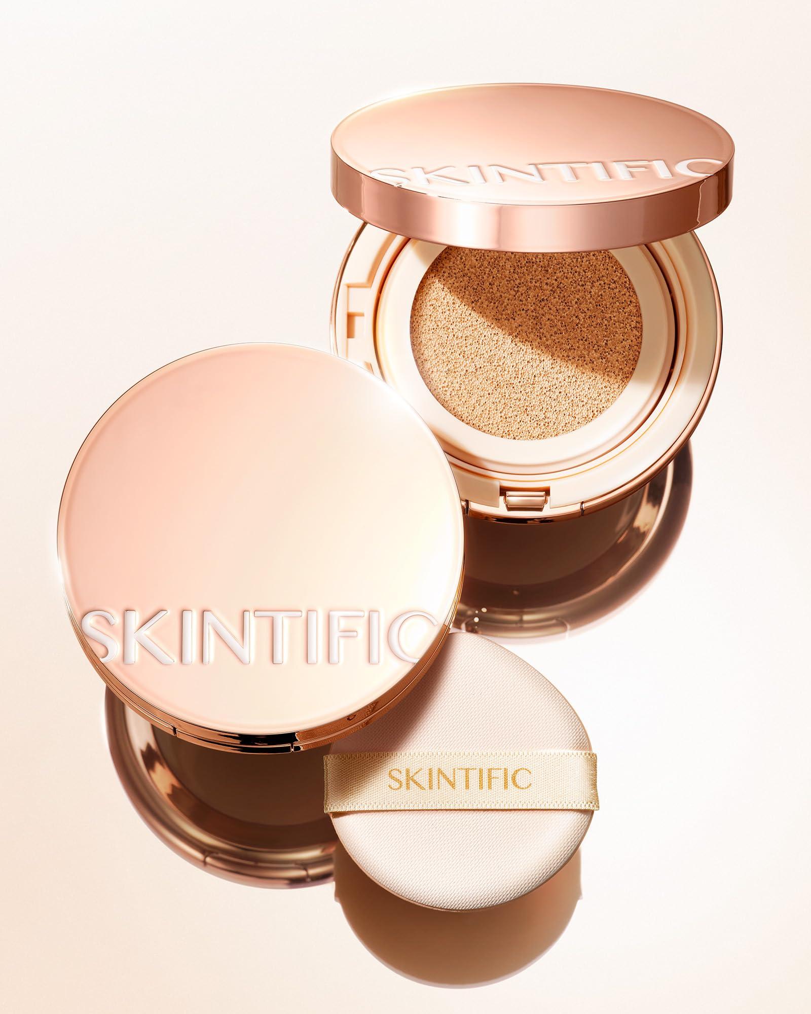 SKINTIFIC SKINTIFIC Cushion Foundation | Cover All Perfect Air Cushion | SPF 35 PA++++ | Oil-Control Waterproof Fondation Sweatproof Matte Finish Poreless Foundation Flawless BB Cream CC Cushion Makeup