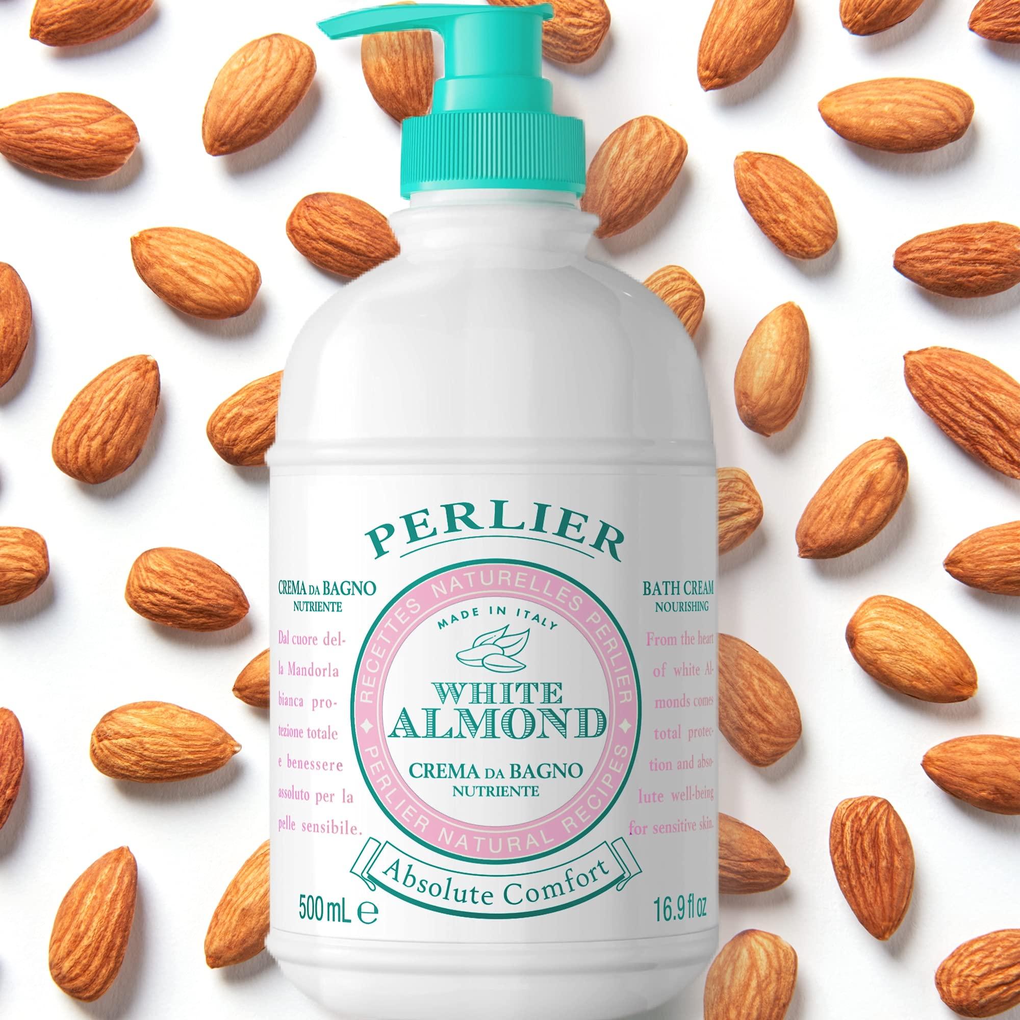 Perlier Perlier White Almond Shower & Bath Cream - Nourishing & Soothing Luxury Bath Cream Made with Almond Oil for Deep Moisturization and Hydration (16.9 Fluid Oz.)