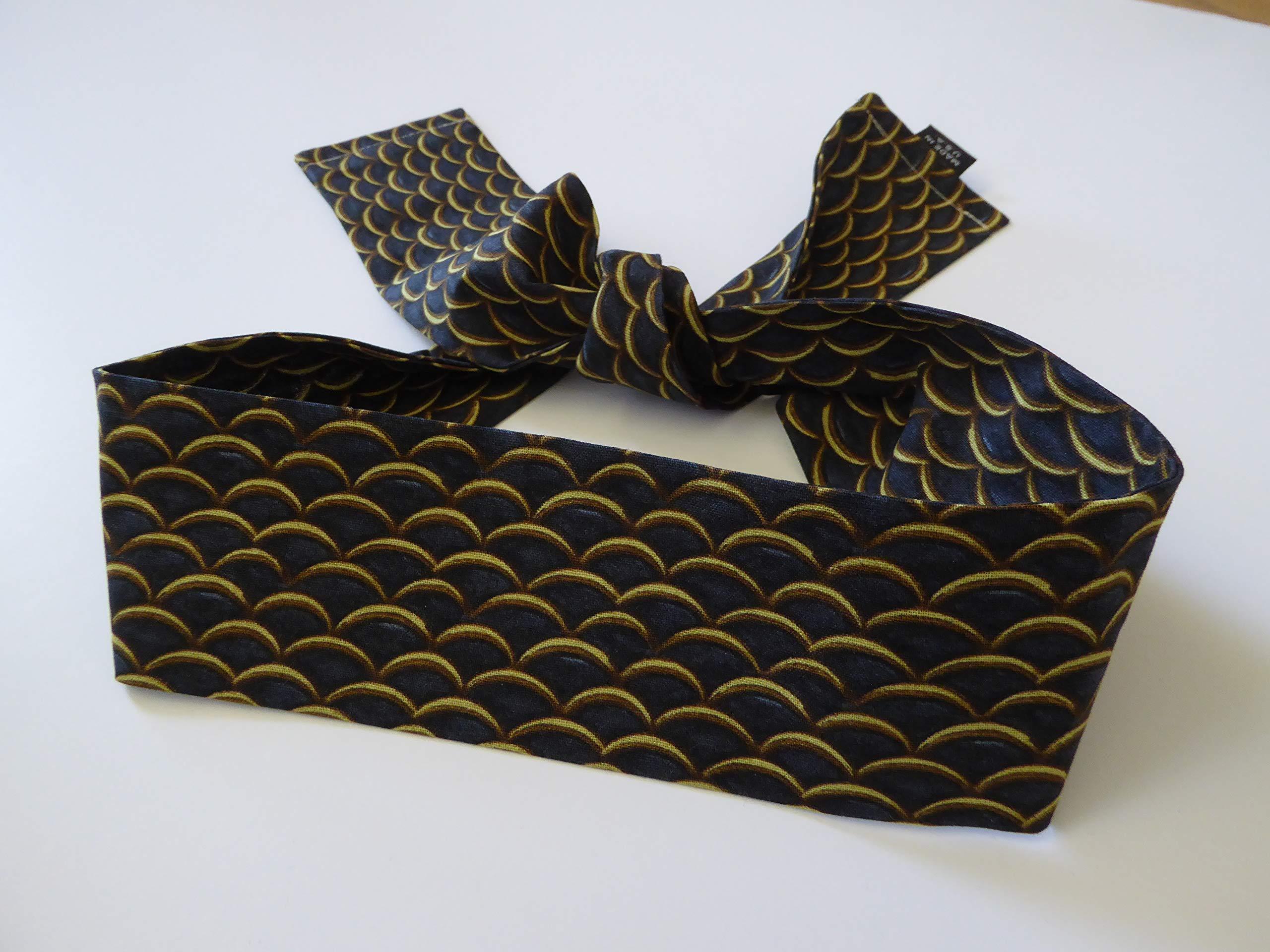 YokohamaUSA YokohamaUSA Japanese Hachimaki Headband 37" L NAMI Wave Sushi Chief, Sports/Navy Blue