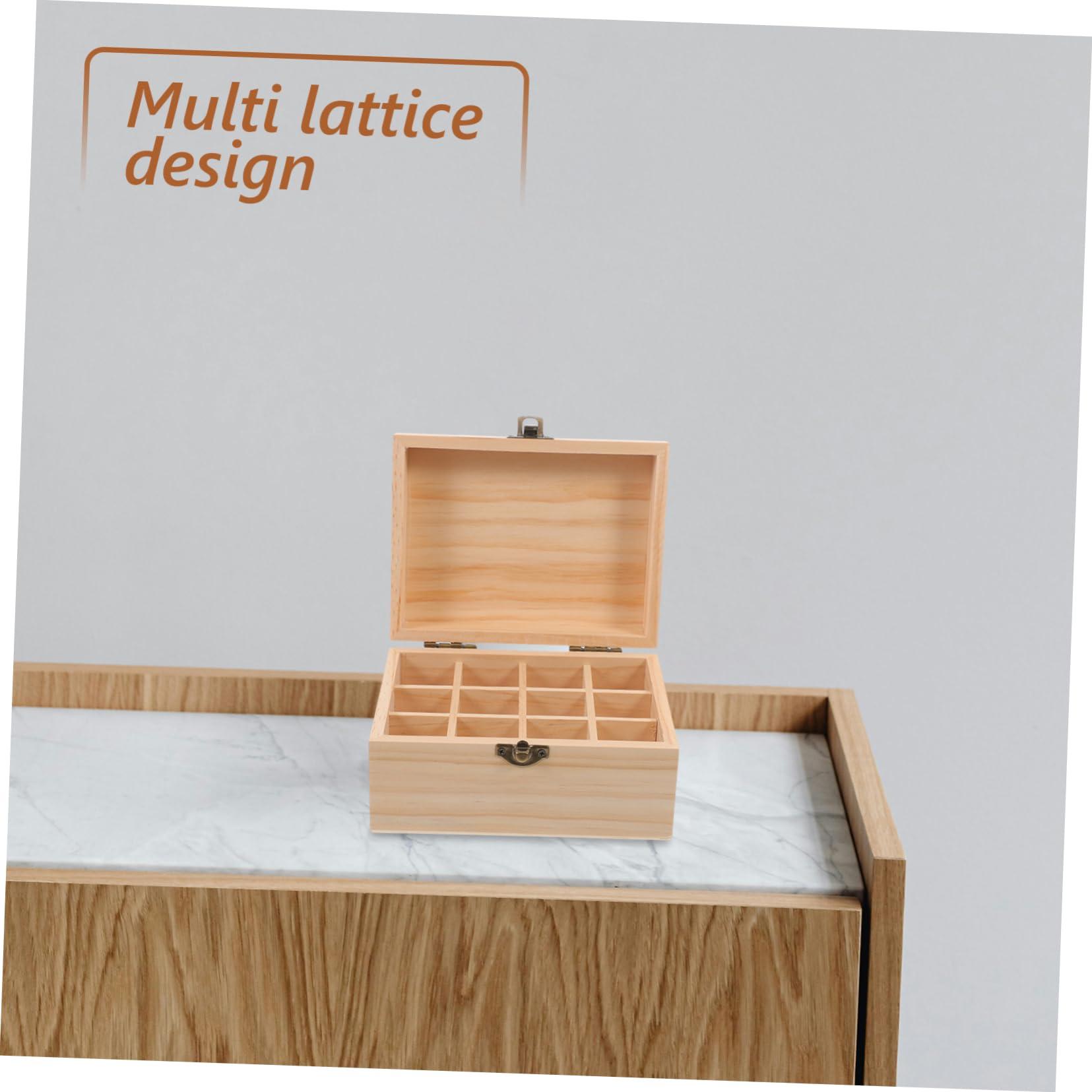 CHILDWEET CHILDWEET Wooden Essential Oil Storage Box Case 12 Compartments Essential Oil Holder Organizer Clean Desktop Accessory