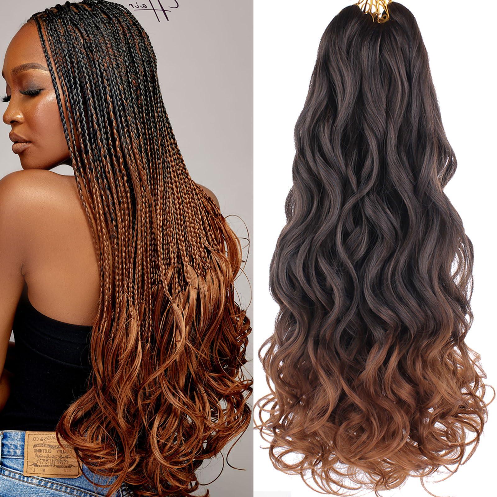 XTREND Xtrend 30 Inch French Bouncy Curly Braiding Hair 8 Packs Pre Stretched Loose Wave Bouncy Braiding Hair For Spanish Women Curly Braiding Hair Synthetic Crochet Braids Hair Extensions30 Inch,T30#