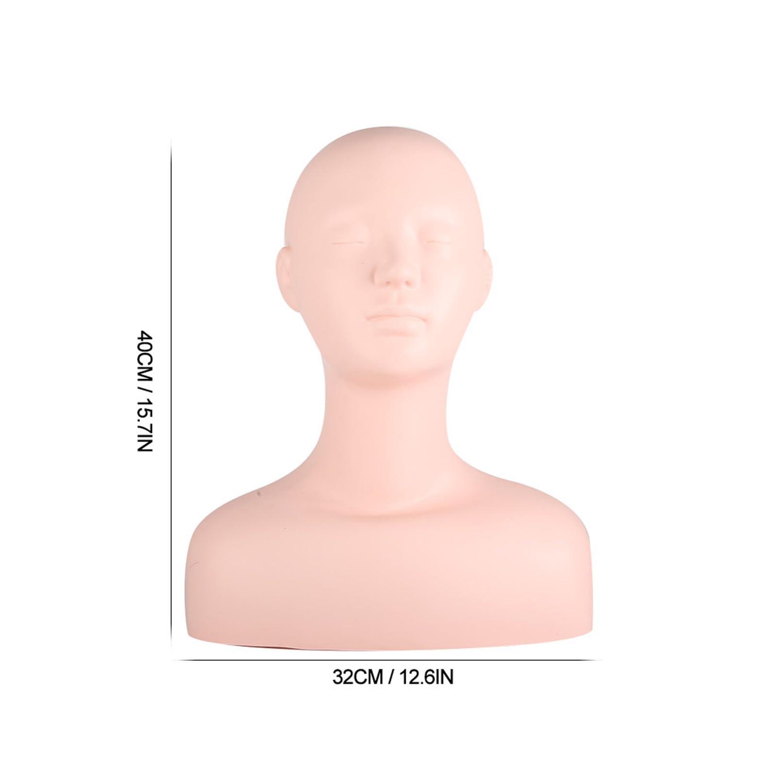 Nanddi Nanddi Esthetics Mannequin Head with Shoulders, Large Multi Function PVC Manikin Head Soft Cosmetology Simulation Training Mannequin Head Model for Facials Massage Makeup Practice Wigs Hat Display