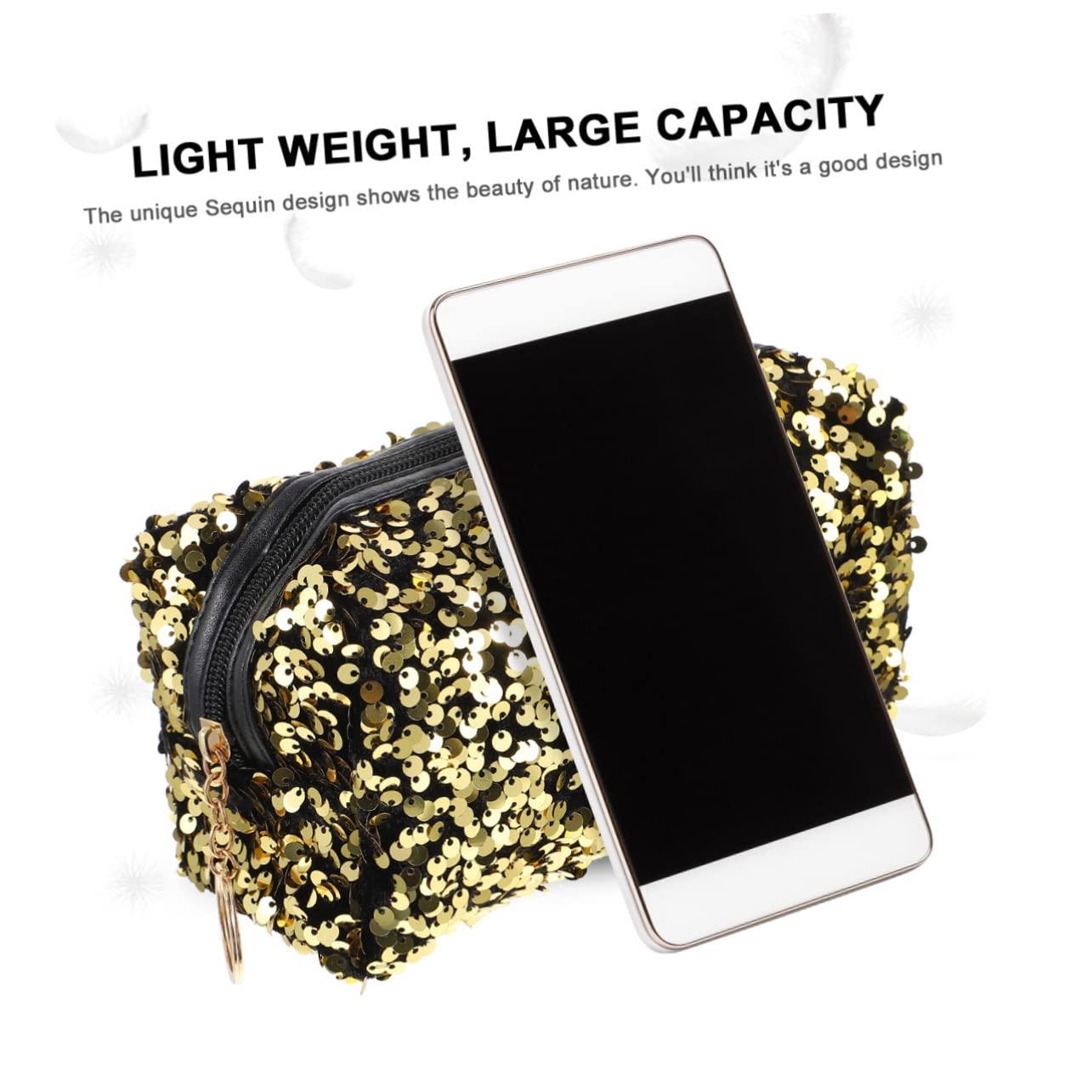 PLAFOPE PLAFOPE 1Pc Sequin Cosmetic Bag for Women Portable Travel Toiletry Makeup Organizer Capacity Square Storage Pouch Random Zipper Style