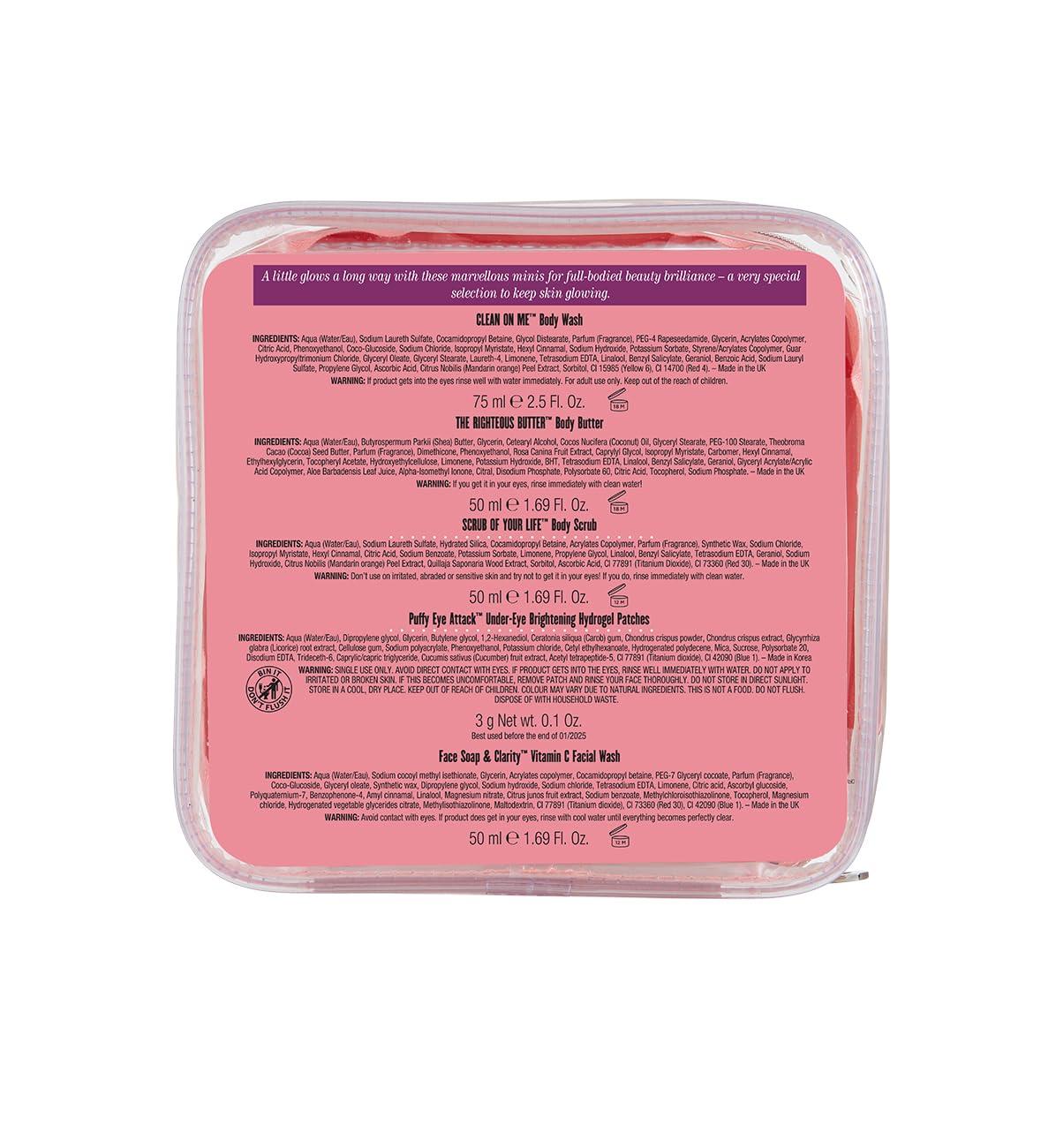 Soap & Glory Soap & Glory A Little Glory Gift Set - Puffy Eye Attack, Clean on Me, Scrub of Your Life, Face Soap & Clarity and The Righteous Body Butter - Holiday Gift Sets in Travel Size (5 Count)