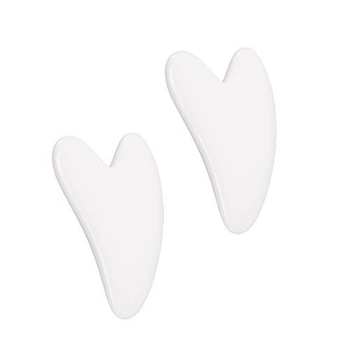 EVILD Evild Gua Sha Massage Tool Gua Sha Facial Tool Natural Resin Scraping Gua Sha Massage Facial Tools Facial Massager Scrapping Board for Face Neck and Body(Pack of 2) (White)