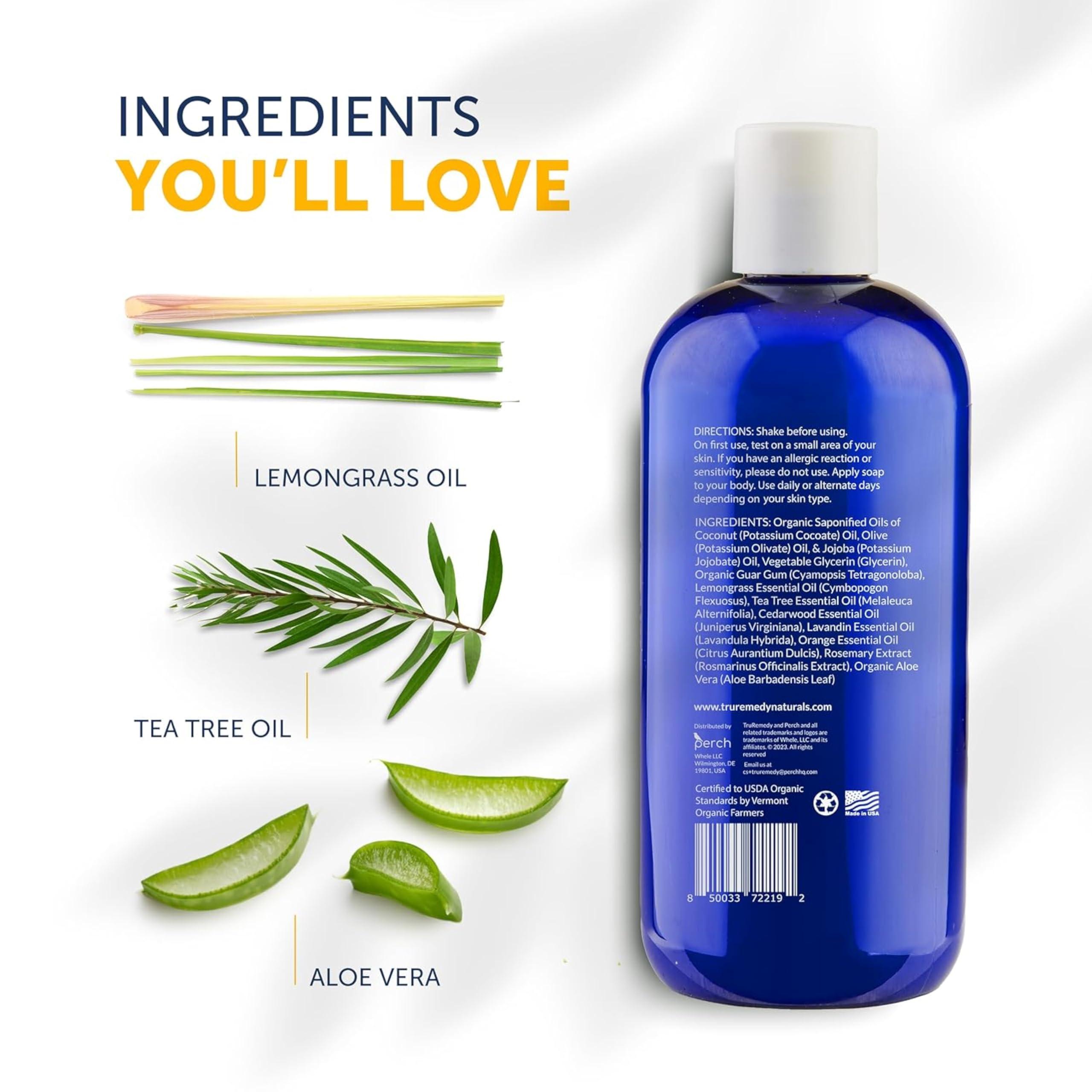 Truremedy Naturals Truremedy Naturals Tea Tree Oil and Lemongrass Body Wash - Body Wash and Helps Skin Irritations - Tea Tree and Lemongrass Soap Body Wash (1 pk, 12 oz)
