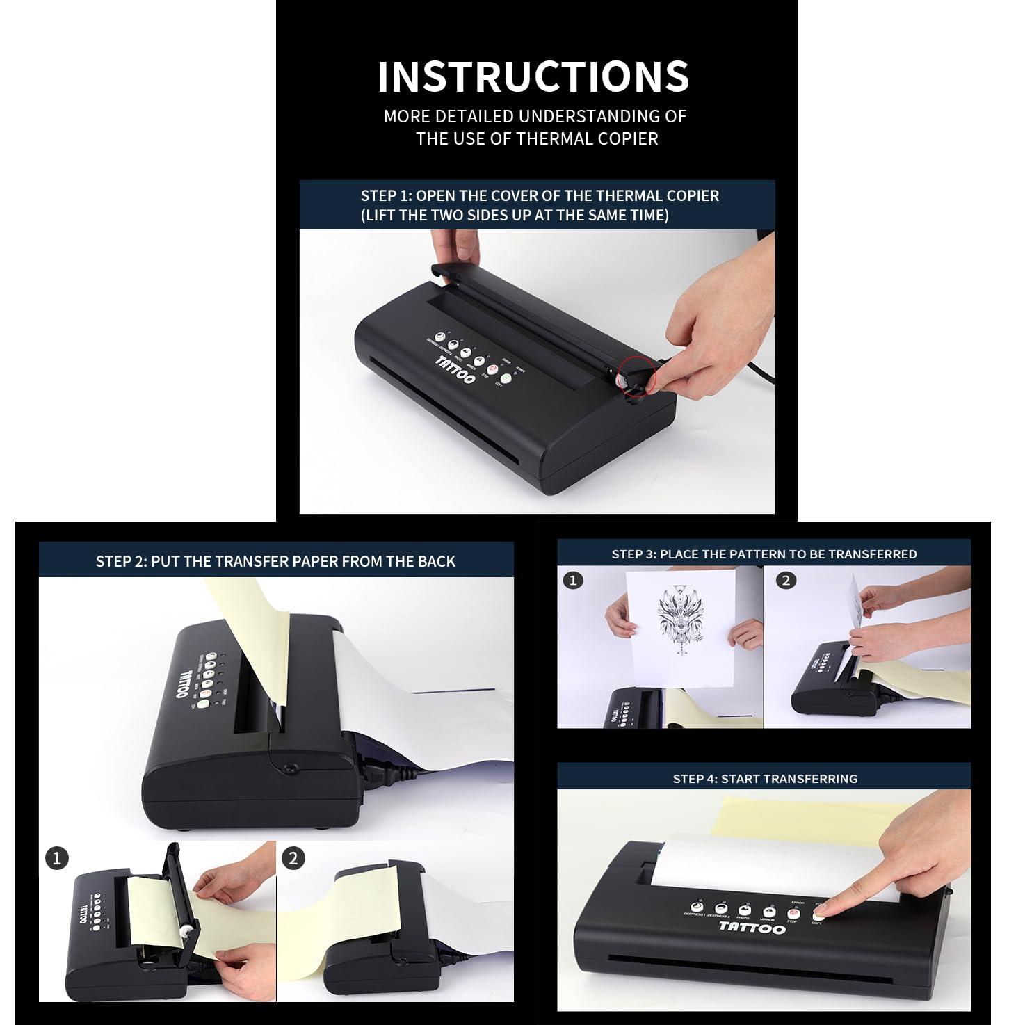 PODEC Portable Tattoo Stencil Printer, Rechargeable Tattoo Transfer Stencil Machine with Control Panel, App Control and Fast Transfer, Automatic Paper Fixation, for Temporary Permanent