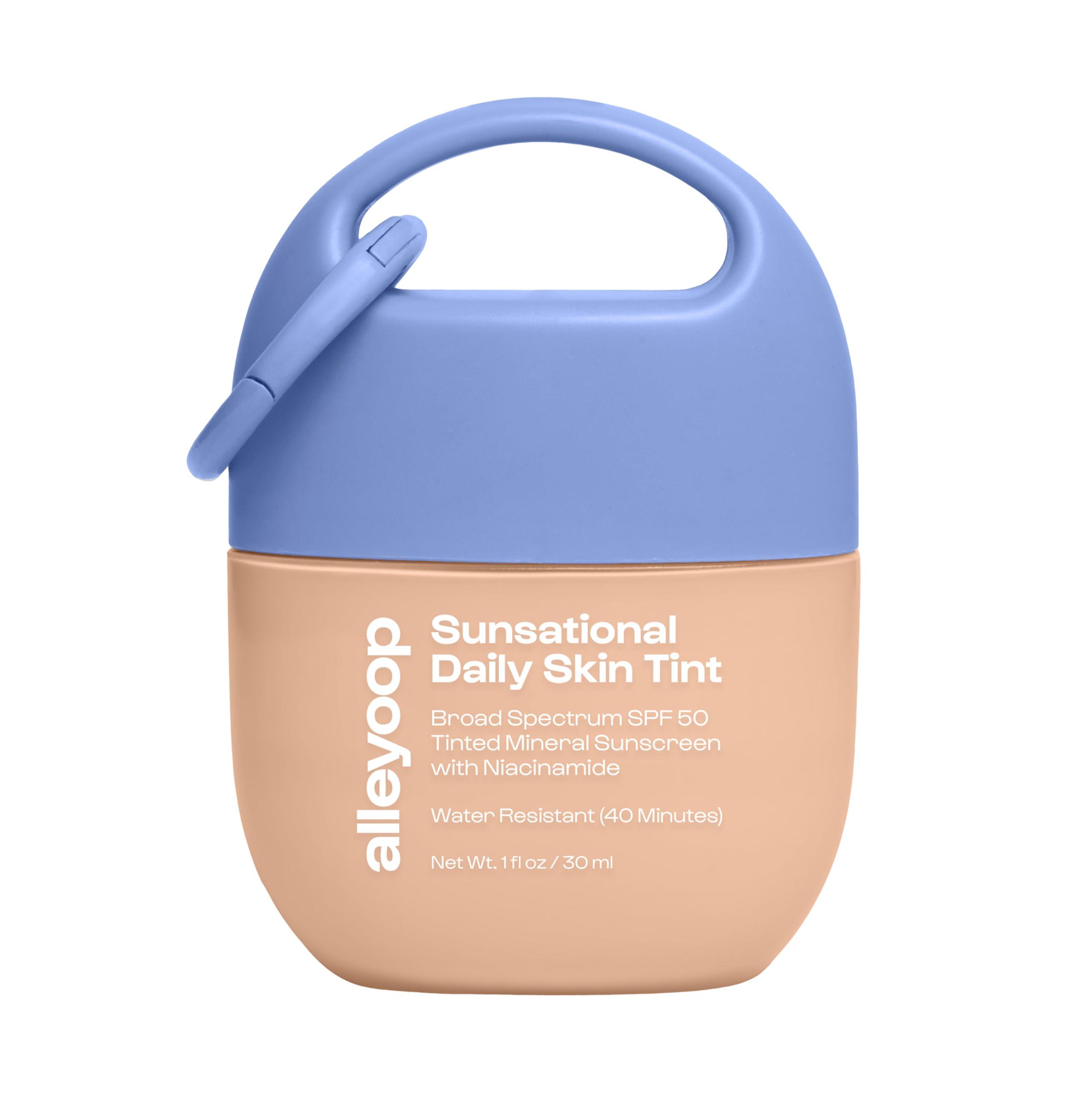 ALLEYOOP Alleyoop Sunsational Tinted Moisturizer Sunscreen for Face Broad Spectrum SPF 50, 100% Mineral Sunscreen with Jojoba, Protects Hydrates and Soothes Skin, Vegan, Cruelty-Free - Glimmer