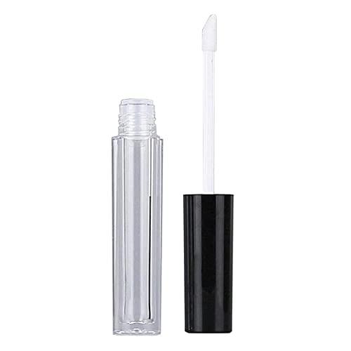 AllTopBargains 10 Black Cap Plastic PET Lip Gloss Bottles 10ML Balm Container Clear Stopper