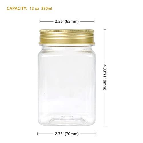 Unalilia Unalilia 12 oz Clear Plastic Jars with Lids 35 Pack Refillable Square Cosmetic Container Empty Kitchen & Home Storage Jars For Creams, Scrubs, Slimes and Dry Goods
