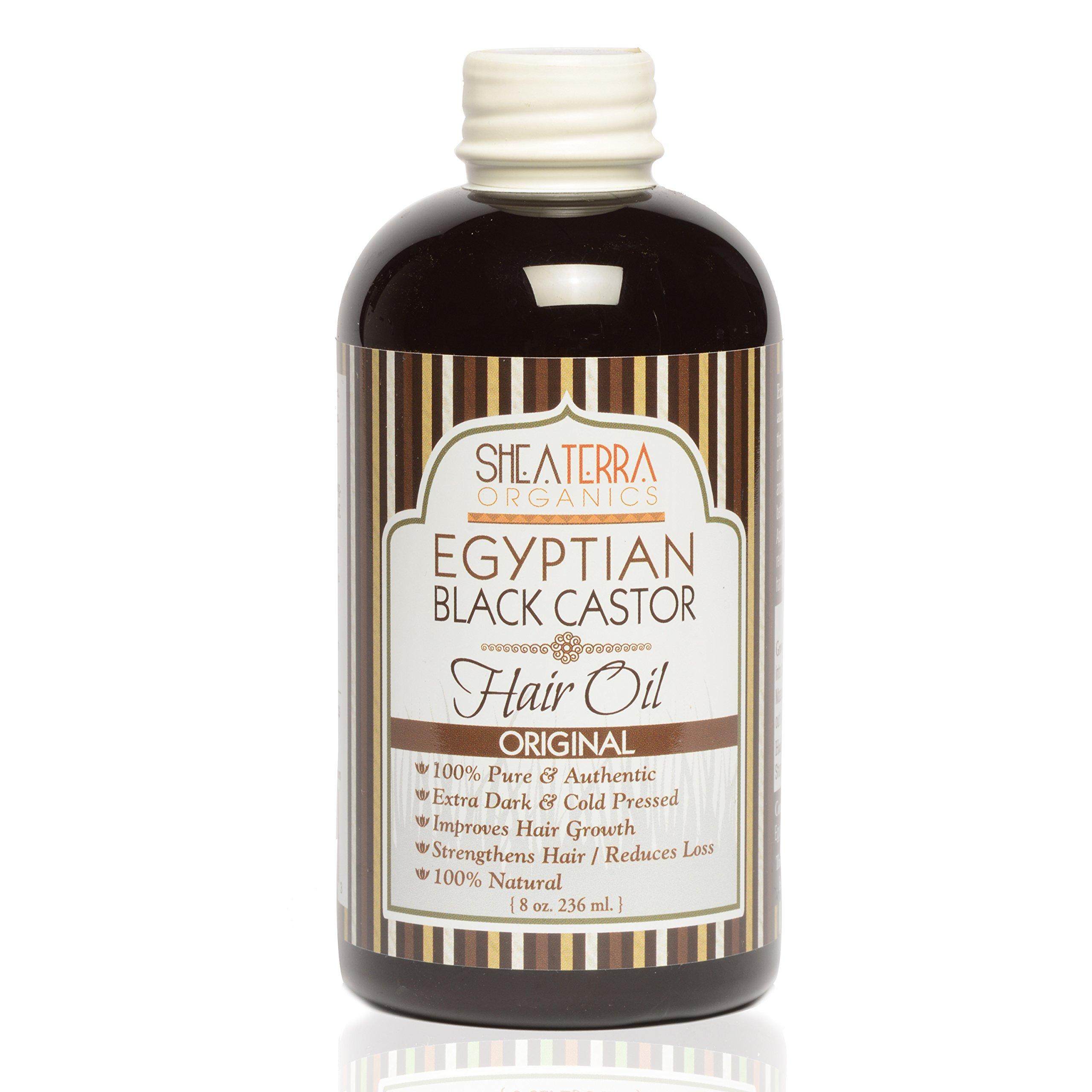 Shea Terra Organics Shea Terra Organics 100 Percent Pure Egyptian Black Castor Extra Virgin Oil | All-Natural Strengthening and Conditioning Hair Oil for Healthy Hair Growth and Scalp– 8 oz