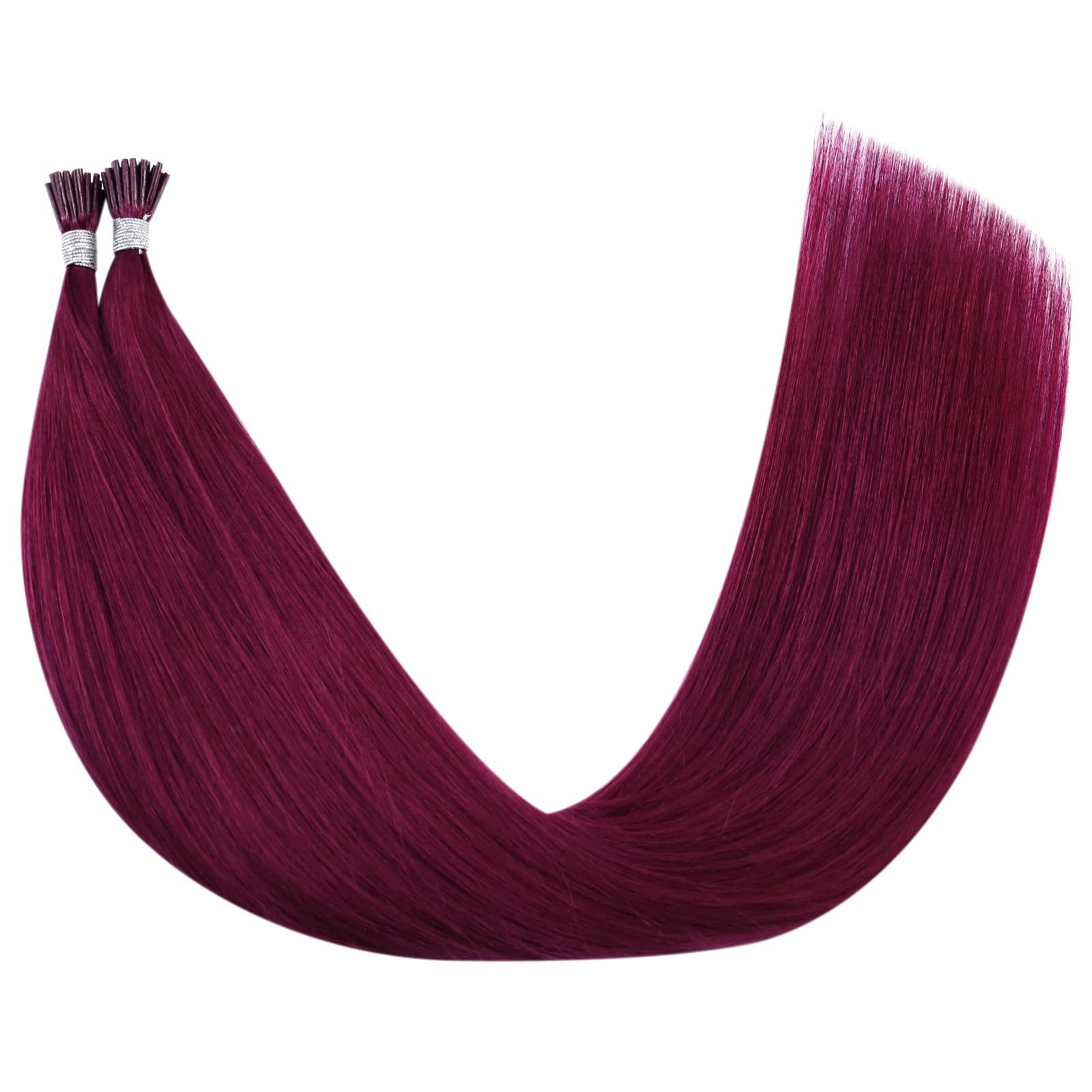 YoungSee YoungSee I Tip Hair Extensions Human Hair Magenta 25g Itip Human Hair Extensions Red Itips Hair Extensions Color for Party 20In Magenta Human Hair I Tip Extensions Invisible 25s Tip Hair Extensions