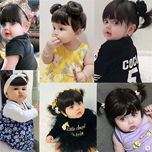 SISWIM Messy bun hair pieces for women Kids Bun Hair Pieces with Hairband, Synthetic Hair Chignon with Bangs, Fashion Kids Cat Ear Headband Bun with Bangs, Kids Wig Accessories Chignon Hair Extensions Bun