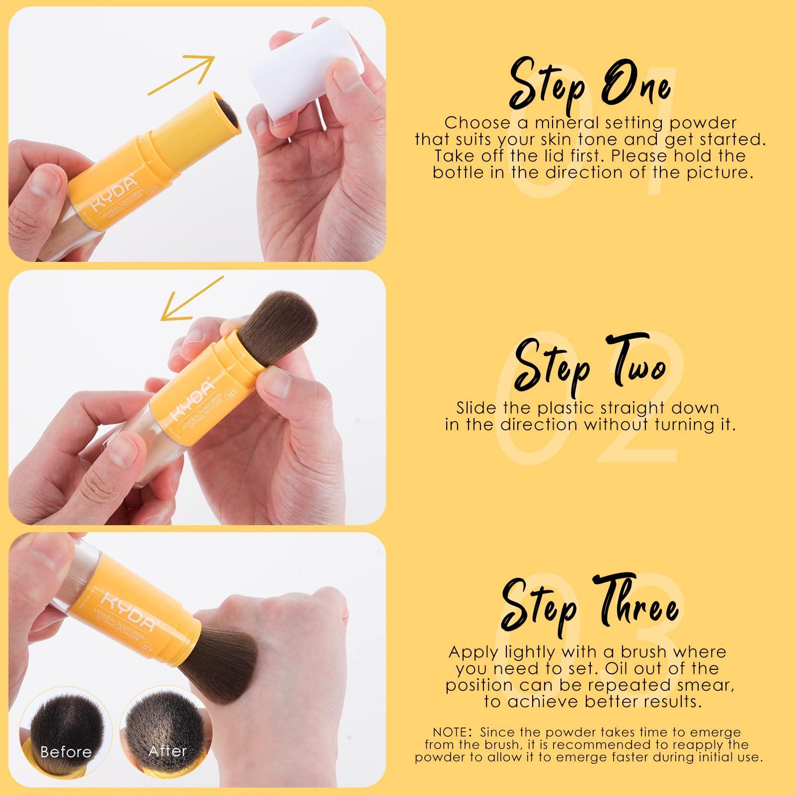KYDA KYDA Mineral Sunscreen Setting Powder, SPF 35, Translucent, Mineral Brush Powder, Oil Control Natural Matte Finish, Lasting Lightweight Breathable, for All Skin