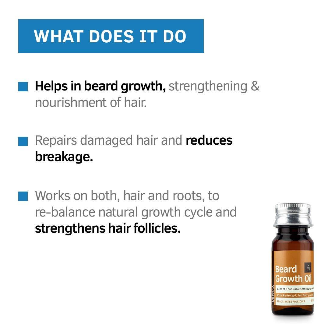 Generic Generic Ustra\'a Beard Growth Oil - 1.18 Fl Oz- More Beard Growth, With Redensyl, 8 Natural Oils including Jojoba Oil, Vitamin E, Nourishment & Strengthening, No Harmful Chemicals, Clear